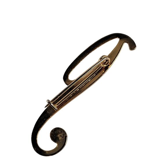 Vintage Monet Gold Tone Script Letter P Monogram Brooch Pin Swirl Design - Picture 4 of 5